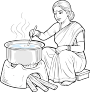Traditional slow boiling before Bilona ghee preparation